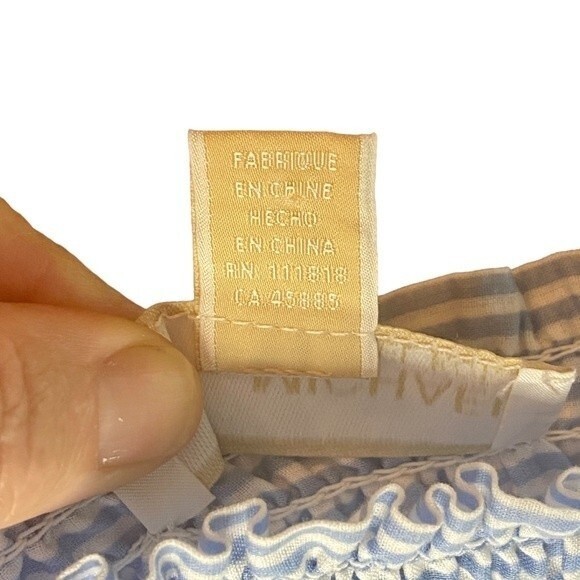 Michael Kors Wilson Blue Stripe Off the Shoulder Peasant Blouse Medium - Picture 10 of 10